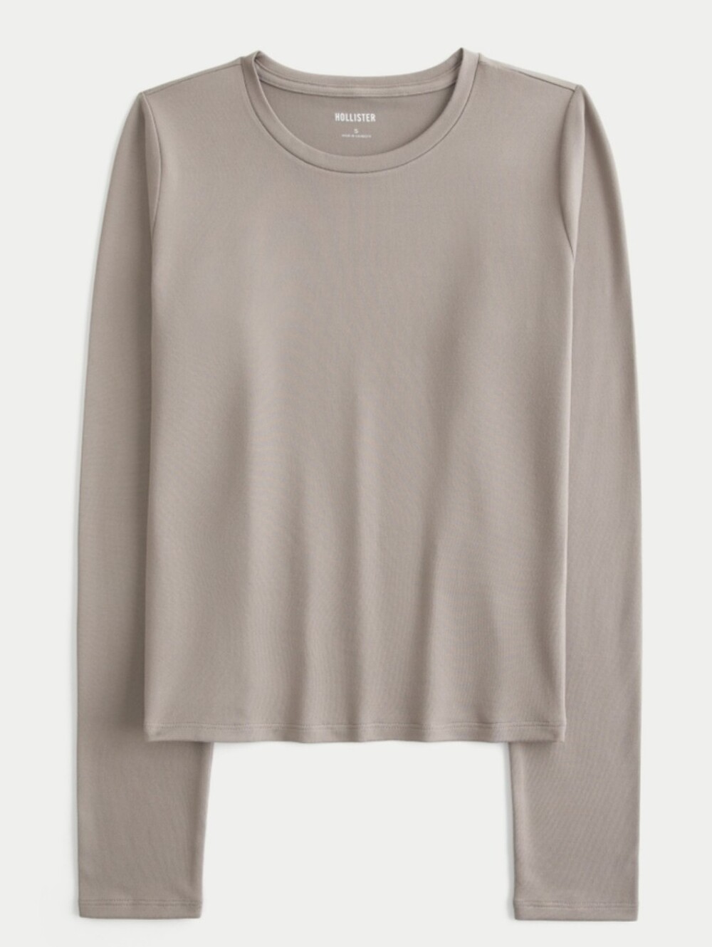 Hollister Mushroom Beige Long-Sleeve Seamless Shirt Women's Small in Long Length